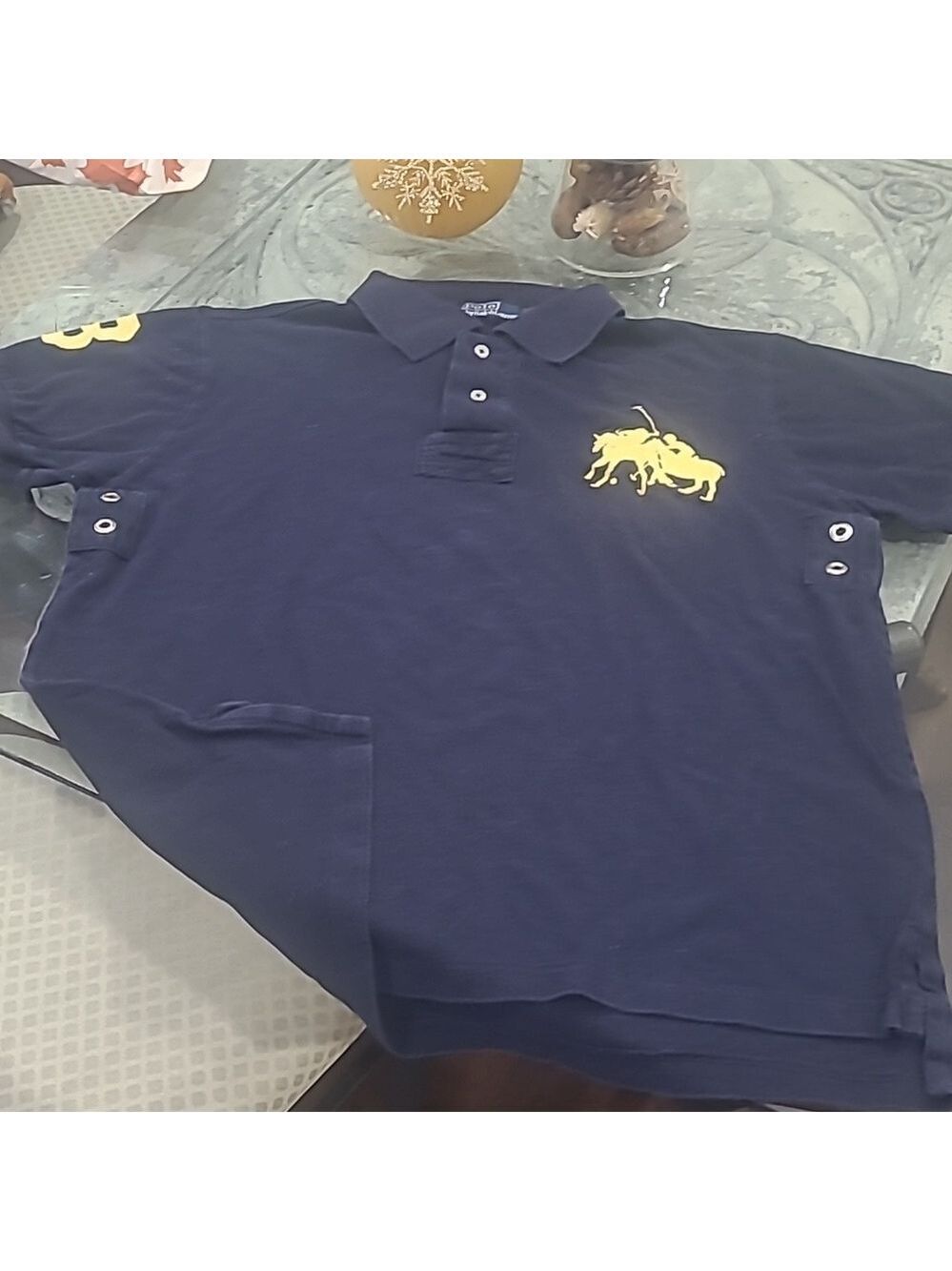 RALPH LAUREN MEN'S NAVY EMBROIDERY POLO SHIRT LARGE
